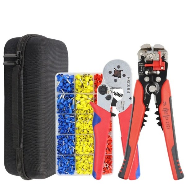 Crimping Verktyg HSC8 Självjusterbar Ratchet, Stripning Cuting Tång YE-1R, Crimping Connectors kit