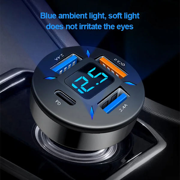 Hurtig opladning cigaret lighter adapter 4 port USB A USB C hurtig opladning telefon oplader