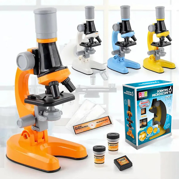 Barn Mikroskop Biologi Lab LED 1200x Skole Vitenskap Eksperiment Kit Utdanning Vitenskapelig Leker