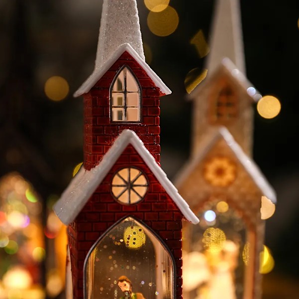 jul LED lys simulering kirke hus lysende hytte god jul pynt