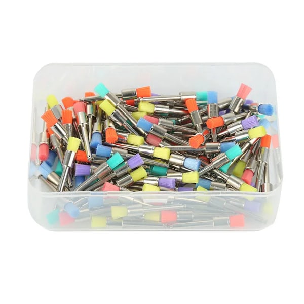 Universal 100 stykker Farve Nylon Lås Flad Polering Polermaskine Prophy børster Dental børste