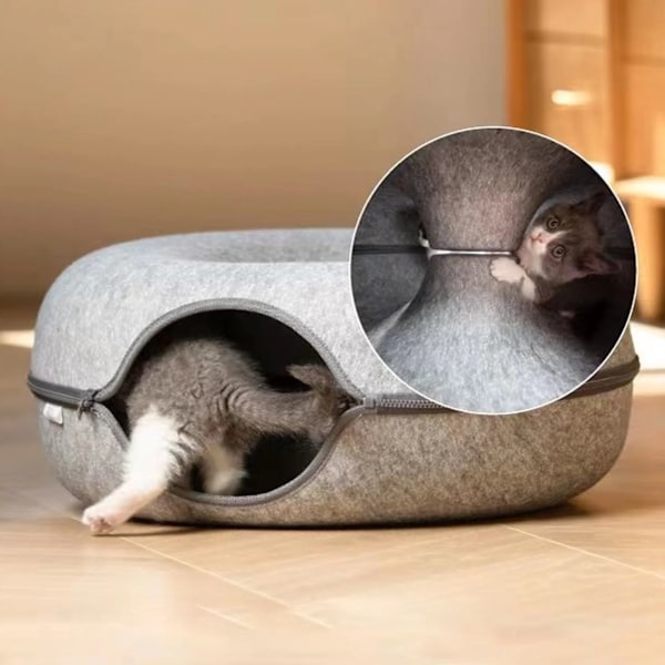 Donut Husdjur Katt Tunnel Interaktiv Lek leksak Katt säng Dubbel Use Illrar Kanin Säng Tunnlar Inomhus leksaker