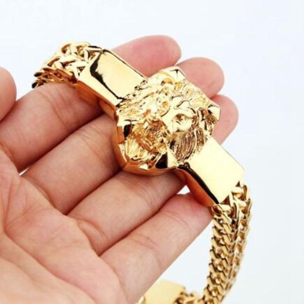 Armbånd Herre Rustfrit Stål Guld Farve Franco Link Kæde Luksus Mand armbånd