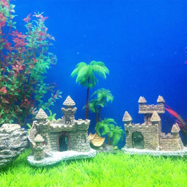 Keinotekoinen tankkien maailma kivisaari hartsi linna akvaario maisema koriste akvaario koristeet