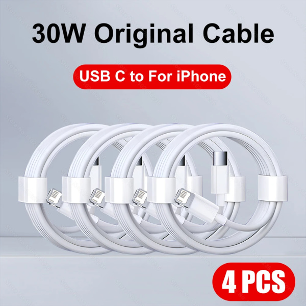 4 kablar 30W Snabb Laddning Kabel För Apple iPhone 13 12 11 14 Pro Max Mini USB C Kabel För X XR XS MAX  7 8 14 Plus 6