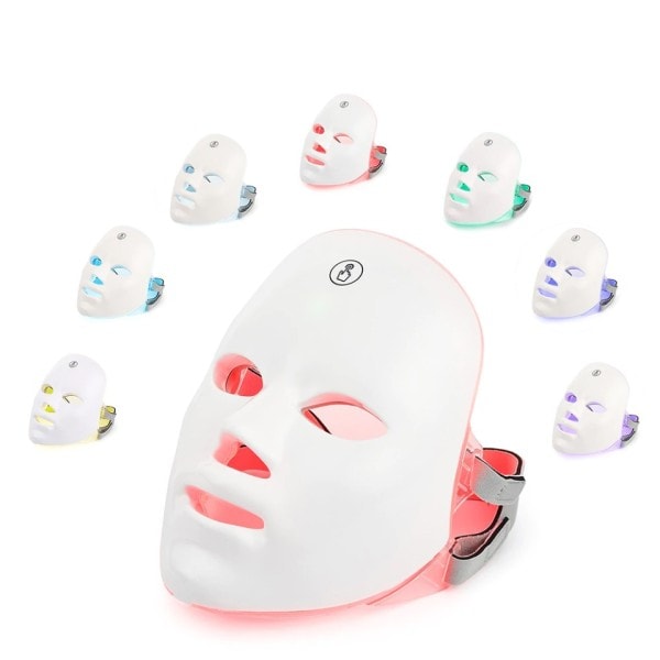 USB laddning 7 färger LED ansiktsmask foton terapi hud anti akne rynkor borttagning