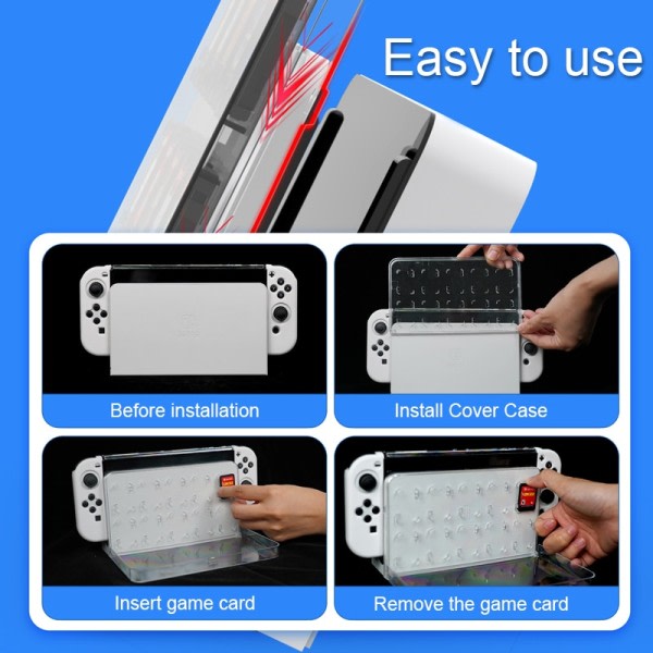 Nintendo Switch OLED Laddare Dock Cover Case Med Spel Kort Lagring