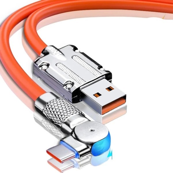 120W 7A snabb laddning USB Typ C kabel 180 grader rotation armbågskabel