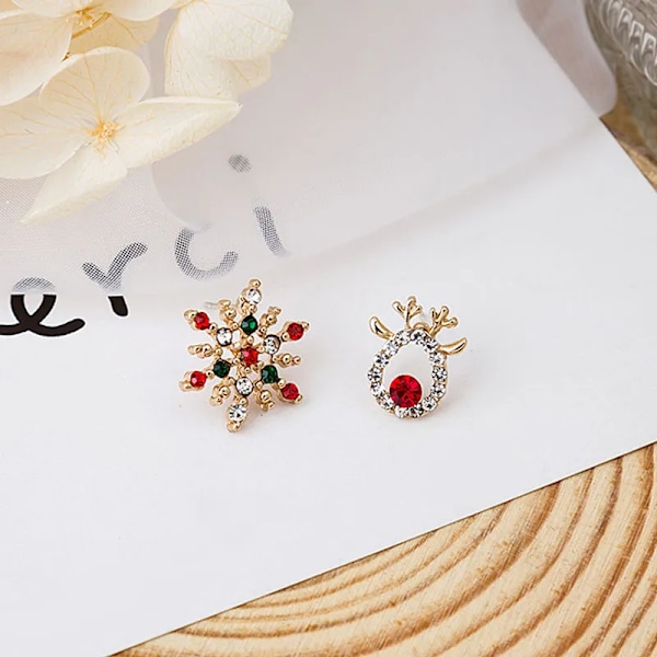 Jul Hjortar Stud Örhängen för Kvinnor Söt Djur Älg Rhinestone Örhänge