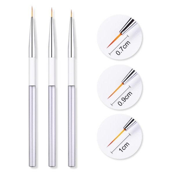 3 bitar franska rand nagelkonst liner borste set 3D tips linje ränder gör-det-själv ritning penna