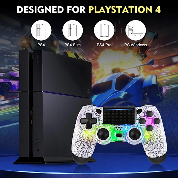 RGB Controller til PS4 Slim Pro Joystick Gamepad Dual Vibration Trådløs Bluetooth Joypad