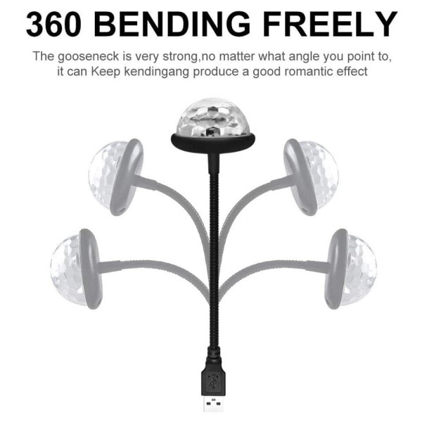 USB Mini Disco Bal Ljus RGB Flerfärgad Bil Atmosfär Sovrum Dekorationer Strobe Magic Lampa