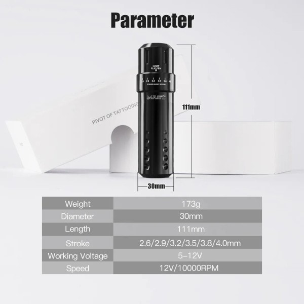 Mast Tatovering Flip Justerbar Seks Stroke Længder Custom Coreless Motor RCA Interface Rotary Machine Pen Tattoo Supplies