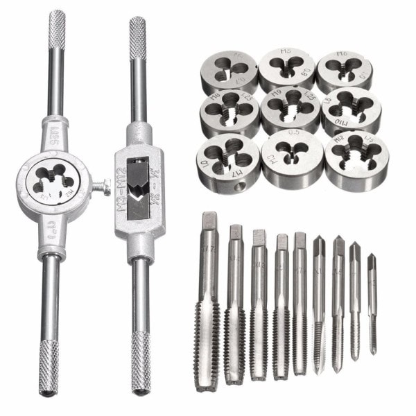 Metrisk Hand Tapp och Die Set M3-M12 Skruv Gänga Pluggar Raka Taper Reamer Verktyg