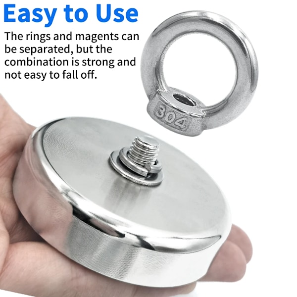 Super vahva neodyymi kalastus magneetti koukut N52 heavy duty magneetti upotettu reikä silmukkapultti