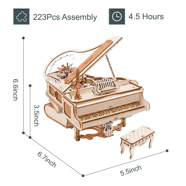 Magiskt Piano Mekaniskt Självspelande Musik Låda för Barn och Vuxna Byggnadsblock Kits Leksaker 3D Trä pussel