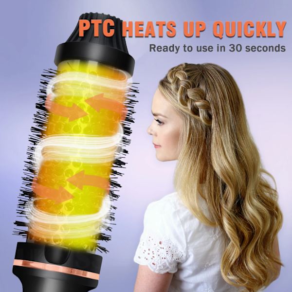 3 I 1 Joniskt Hår Brullare Rättare Professionell Curling Iron Uppvärmd Hår Styling Borste Anti-skållning Thermal Brush Curl Wand