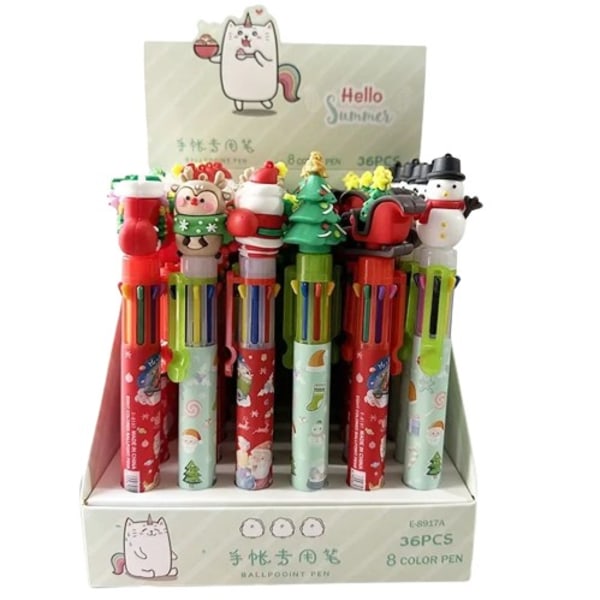 Sarjakuva joulupukki pukki lehdistö värillinen merkki lapsille's palkinto koulu joulu 8 väriä kuulakärki kynä