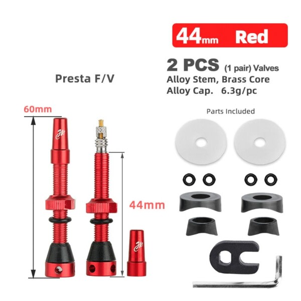 2STK/1Par 44/60mm Presta Nipple F/V Ventiler for Vei Tubeless Carbon Felg