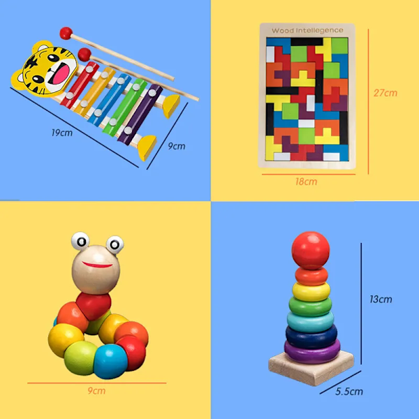 Trä leksaker regnbåge block barn inlärning spel bebis musik skallar grafik färgglada träklossar pedagogisk leksak