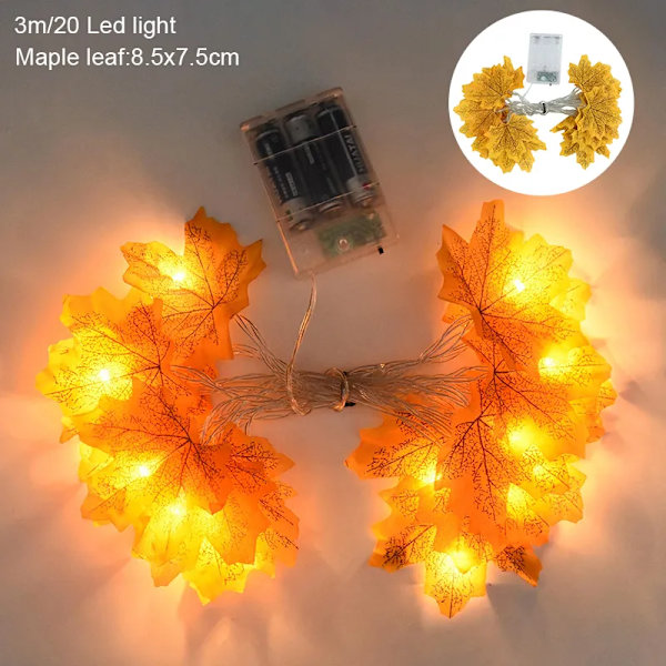 Maple Leaf Light String Fake Autumn Leaves LED Keiju Seppele joulu Kiitospäivä Halloween juhla