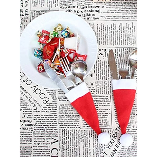Tomte hatt kopp flaskor överdrag 10 bitar jul tomte hattar silver hållare hållare till jul