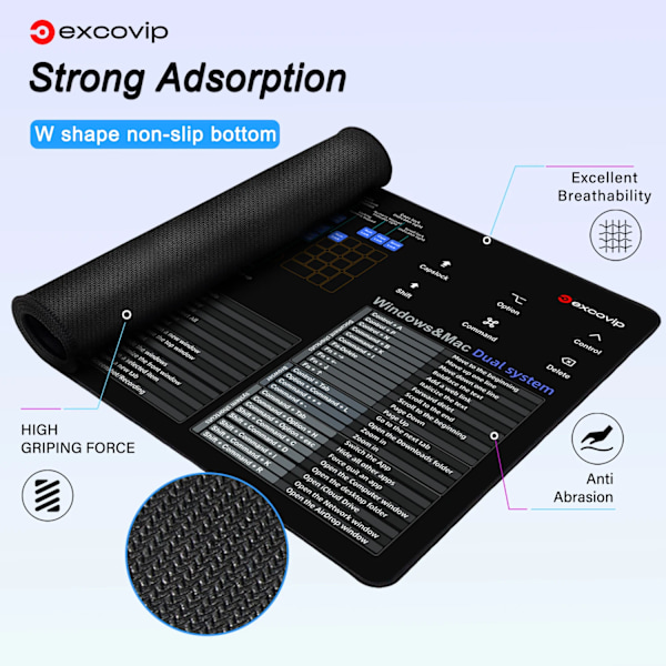 Snarveier Mouse Pad for Mac OS/Windows Large Extended Office Tastatur Musematte