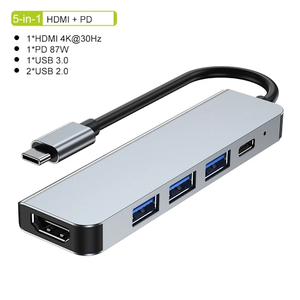 USB C HUB tyyppi C jakaja Thunderbolt 5 in 1  telakka asema