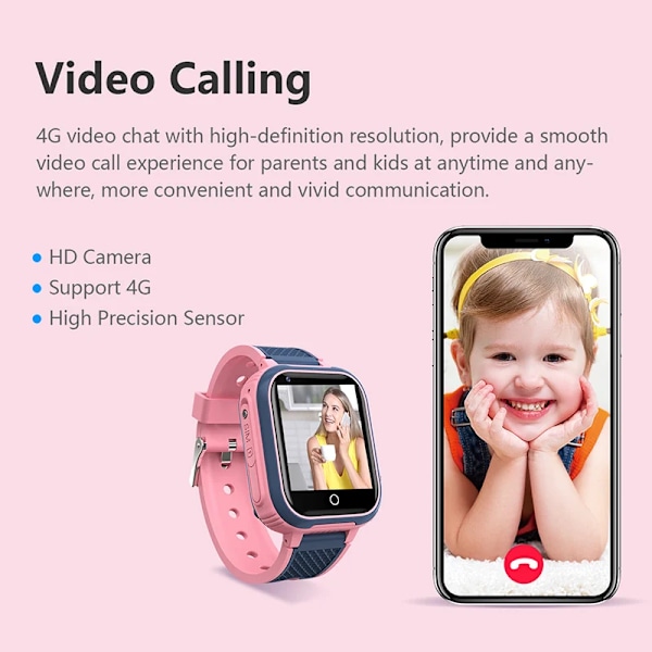 4G Smart Watch Barn GPS WIFI Video Call SOS IP67 Vanntett Barne Smartwatch Kamera Monitor Tracker Location Phone Watch