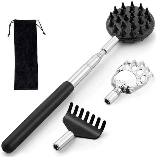 3 stykker Ryg Scratcher Teleskopisk Scratching Back Scratcher Massager Kit Scraper