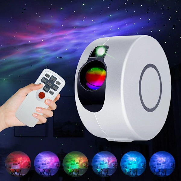 Laser Starry Sky Projector Star Natt Lys Projeksjon 7 Farger Ocean Wave Lights 360 Degree Rotation Natt Lampe for Barn