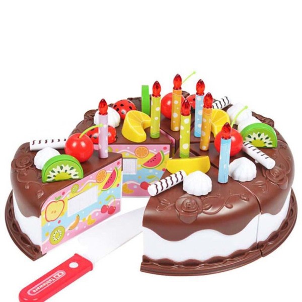 37 stykker Gør-det-selv Foregive leg køkken legetøj frugt fødselsdag kage skære legetøj børn køkken simulering leg