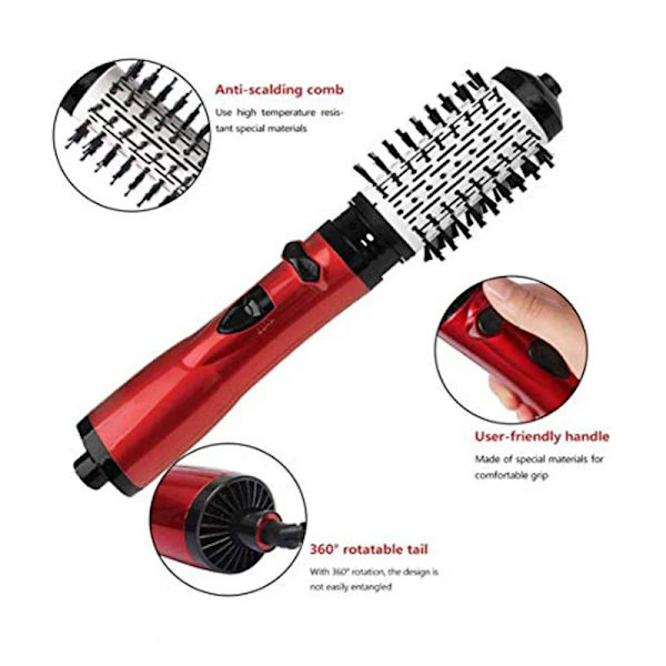 2 Utbytbart Huvud 360 Roterande AirFlow Varm Air Brush Hår Rightener Curler Järn Volumizer Blowers Elektrisk Hår Torktumlare Kam