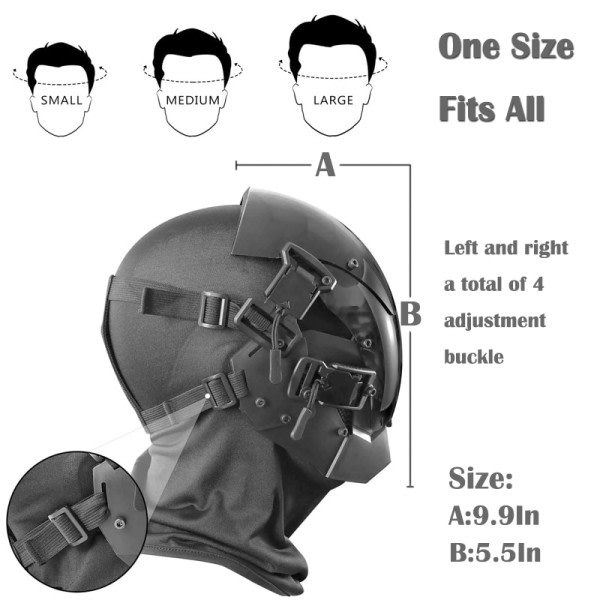 Cyberpunk Mask Rollespill Cosplay Robocop of the Future Futuristic Cool Standard Modell Science Fiction for Halloween Party