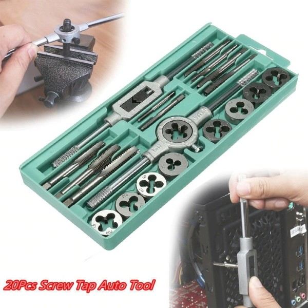 Metrisk Hand Tapp och Die Set M3-M12 Skruv Gänga Pluggar Raka Taper Reamer Verktyg