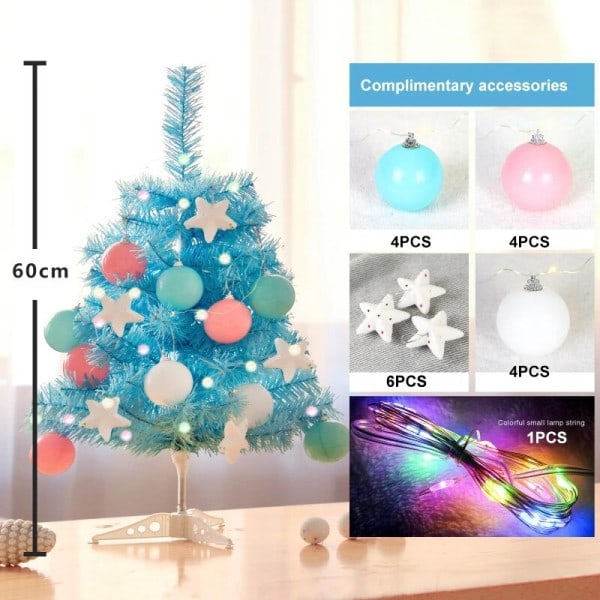 Jul Tree Skrivbord Xmas Opereras med LED String Lights Star Treetop Jul Kort Ornament