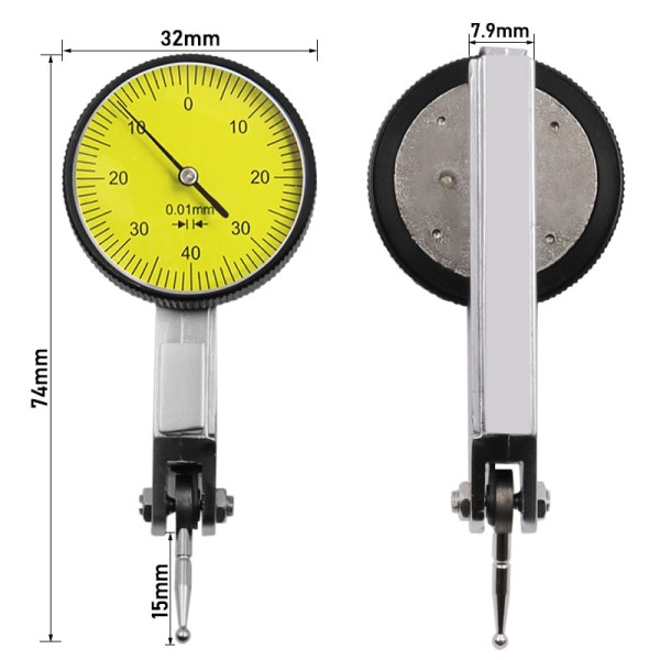 Noggrann ratt mätare test indikator precision metrisk med dovetail skenor