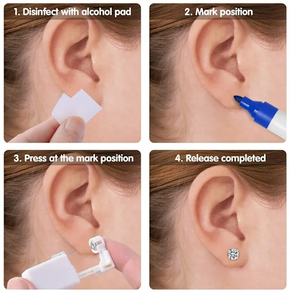 3 delar Säkerhet Earing Piercing Pistor Kit Engångs Desinficera Örhänge Piercer Maskin