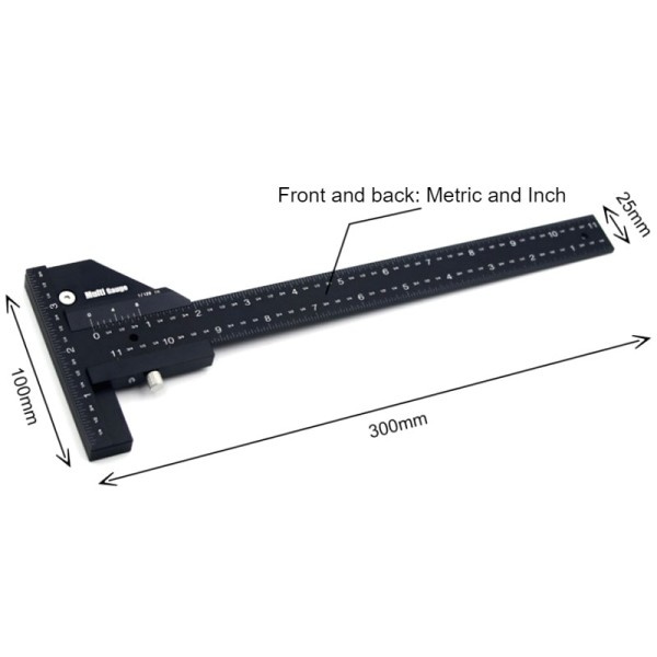 Multi Træbearbejdning Sliding Gauge Aluminium Legering Scribe Lineal Dybde Gauge T-Square Scribing Måle Værktøjer