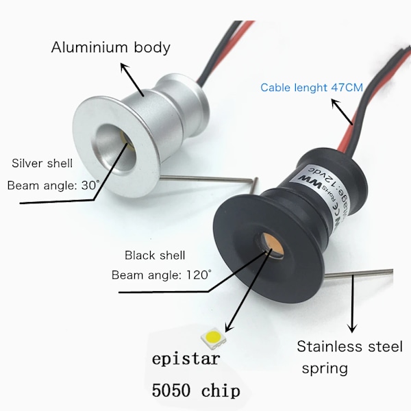 Mini Downlights Led 12V med Remote Control 1W Spotlight Leds