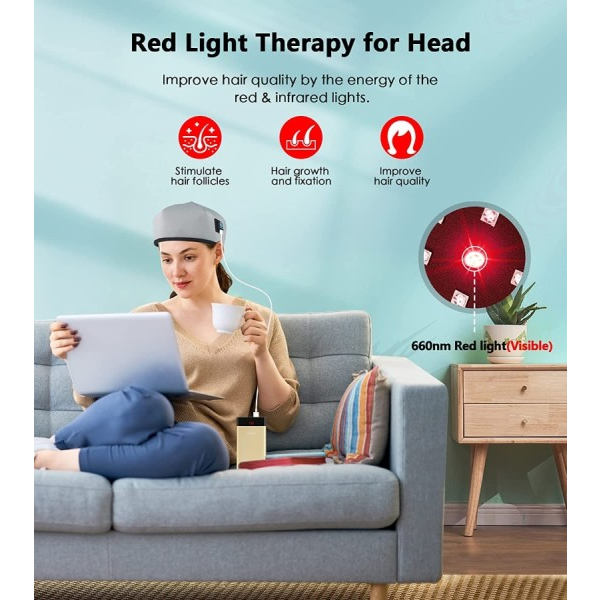 Hår vekst hette LED rød lys terapi enheter anti hårtap angst stress lindring  hode smerte hatt