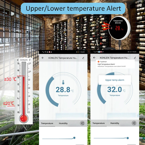 Wifi Temperatur Sensor 3m Tråd Sond Digital Smartlife Termometer