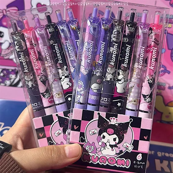 6 kpl sarjakuva geeli kynä Kawaii hello kitty kuromi cinnamoroll paperitarvikkeet