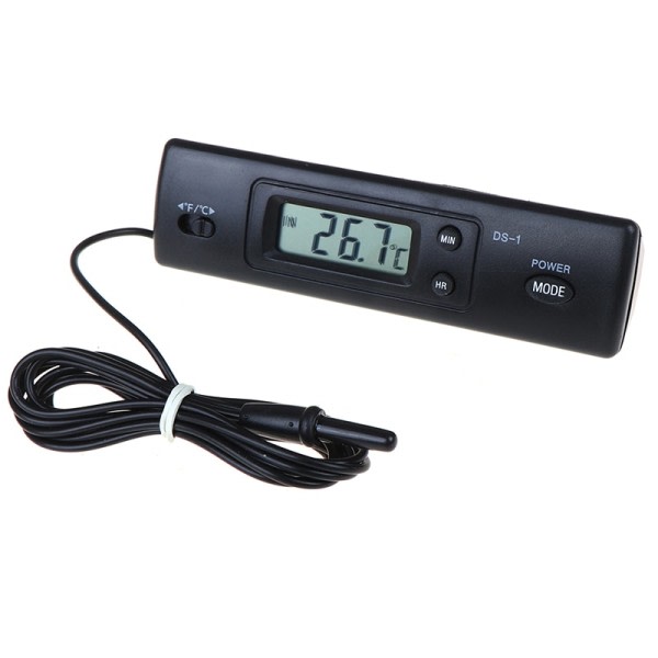 Digital termometer Auto LCD Display In Out Clock til Bil Akvarie Termometer