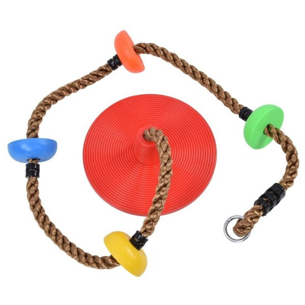 Heavy Duty Plast Gunga Sits Inomhus och Utomhus Klättring Rep med Disc gunga