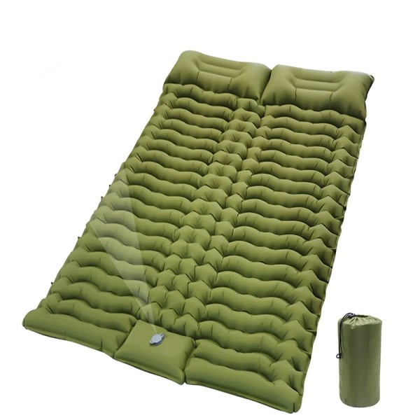 Dobbelt soveunderlag for camping selvoppblåsende matte sove madrass med pute