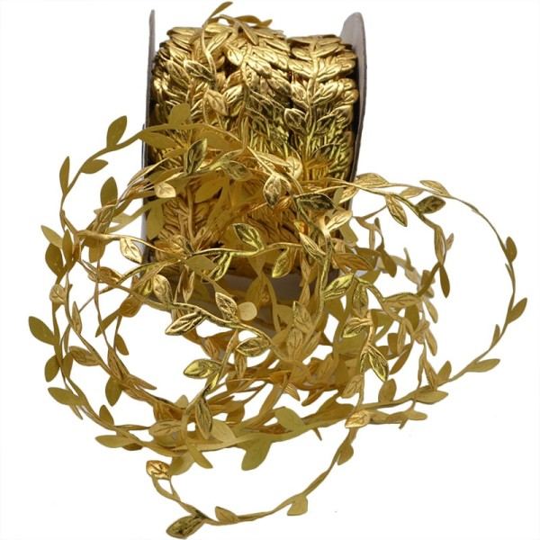 10Meter Guld Löv Vine Konstgjort Silke Löv Handgjorda Scrapbooking Hantverk Krans Bröllop Fest Inredning Fask Blomma