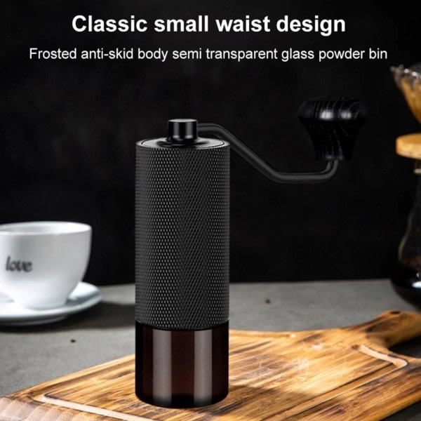 Manuell kaffe kvarn CNC Rostfritt Stål Professionell Dubbel lager Justerbar Hand Burr Kaffe böna malning