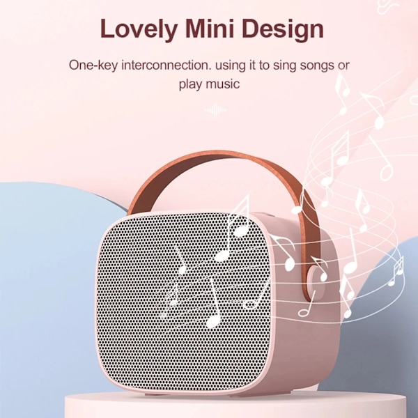 Mini karaoke kone lapsille ja aikuisille kannettava kaiutin 1-2 langattomalla mikrofonilla