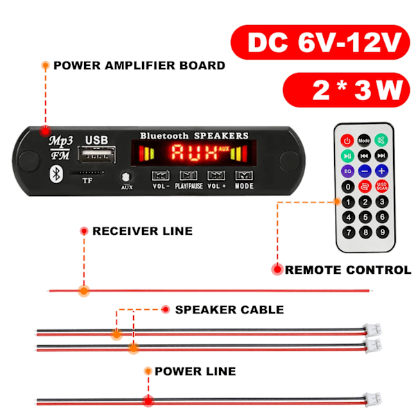 12V 120W Förstärkare Bluetooth 5.0 MP3 WMA APE Dekoder Kort DC 12V Handsfree Bil Ljud USB TF FM Radio Mp3 Musik Spelare Högtalare